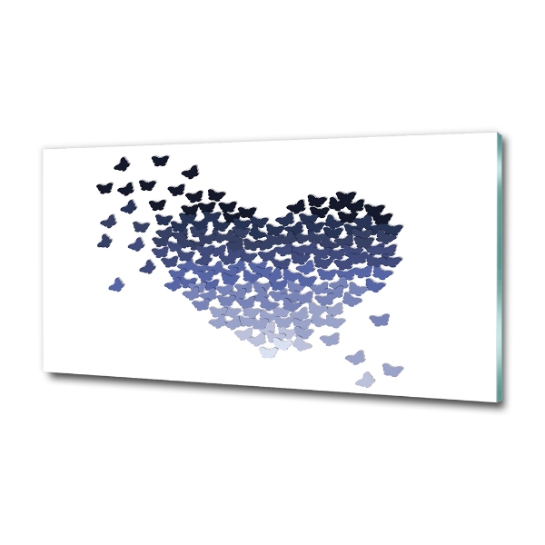 Foto en cristal de alta calidad con impresión uv horizontal Corazón de mariposas