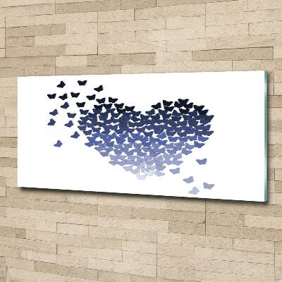 Foto en cristal de alta calidad con impresión uv horizontal Corazón de mariposas