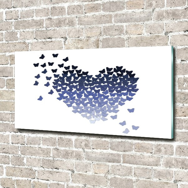 Foto en cristal de alta calidad con impresión uv horizontal Corazón de mariposas