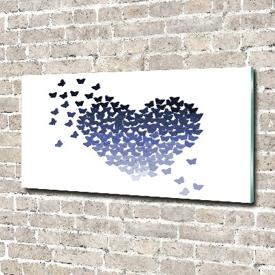 Foto en cristal de alta calidad con impresión uv horizontal Corazón de mariposas