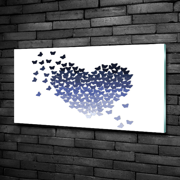 Foto en cristal de alta calidad con impresión uv horizontal Corazón de mariposas