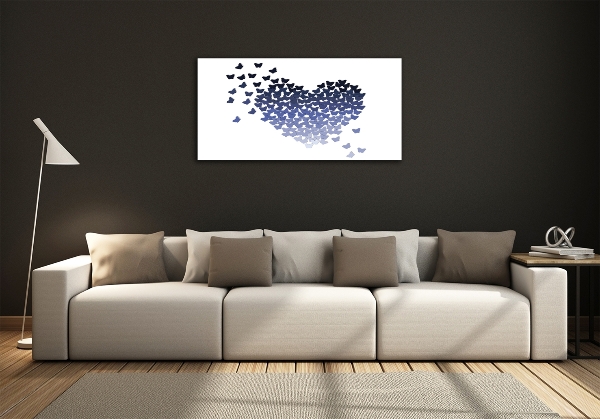 Foto en cristal de alta calidad con impresión uv horizontal Corazón de mariposas