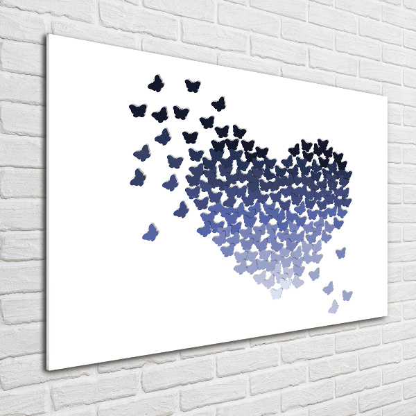 Foto en cristal de alta calidad con impresión uv horizontal Corazón de mariposas