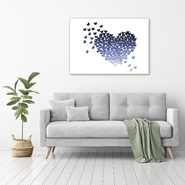 Foto en cristal de alta calidad con impresión uv horizontal Corazón de mariposas