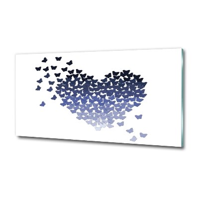 Foto en cristal de alta calidad con impresión uv horizontal Corazón de mariposas