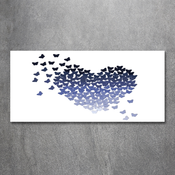 Foto en cristal de alta calidad con impresión uv horizontal Corazón de mariposas