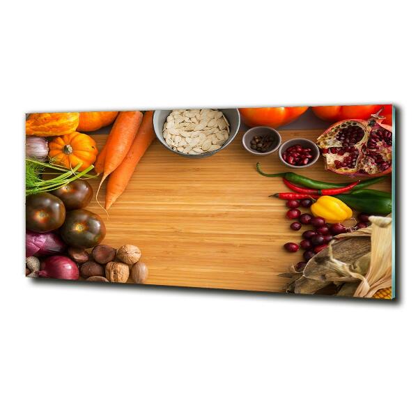 Cuadro de cristal templado moderno horizontal Verduras de otoño
