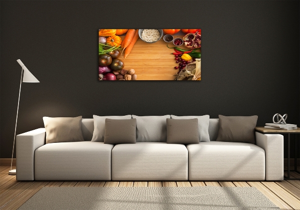 Cuadro de cristal templado moderno horizontal Verduras de otoño