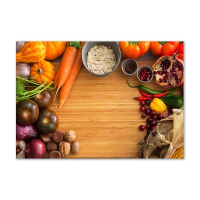 Cuadro de cristal templado moderno horizontal Verduras de otoño