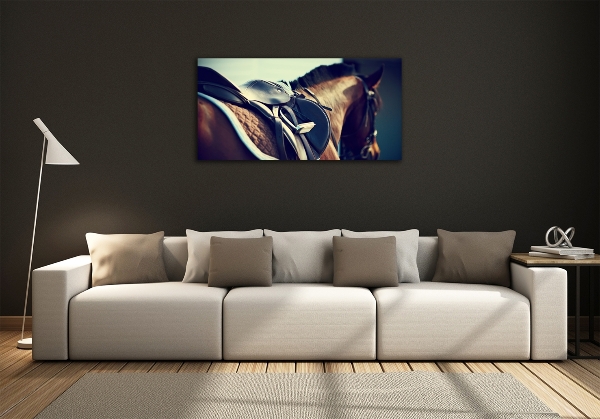 Foto en cristal de alta calidad con impresión uv horizontal Silla de montar con estribos