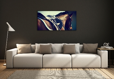 Foto en cristal de alta calidad con impresión uv horizontal Silla de montar con estribos