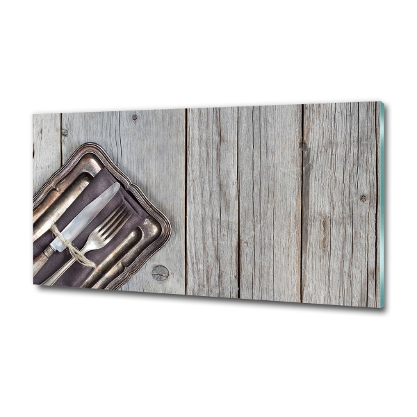 Foto en cristal de alta calidad con impresión uv horizontal Cubiertos sobre tablas