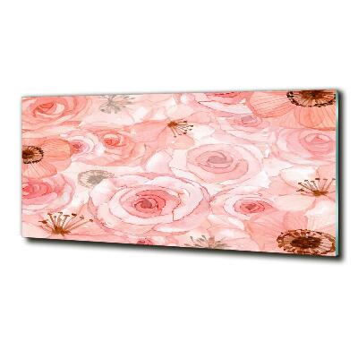 Cuadro decorativo de vidrio para salón horizontal Patrón floral