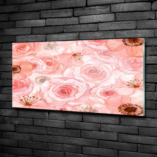 Cuadro decorativo de vidrio para salón horizontal Patrón floral