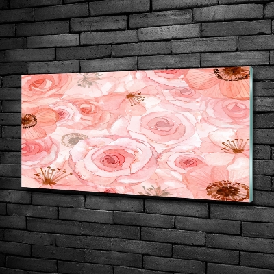 Cuadro decorativo de vidrio para salón horizontal Patrón floral