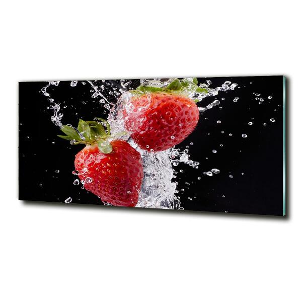 Impresión en cristal con acabado brillante horizontal Fresas y agua
