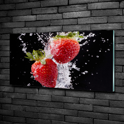 Impresión en cristal con acabado brillante horizontal Fresas y agua