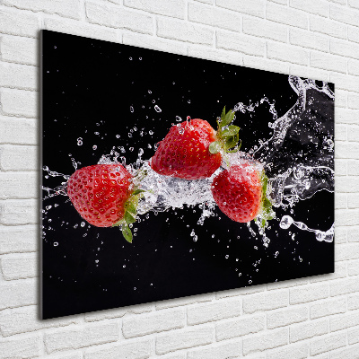 Impresión en cristal con acabado brillante horizontal Fresas y agua