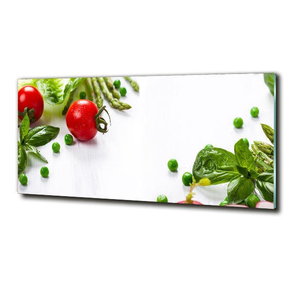 Cuadro decorativo de vidrio para salón horizontal Verduras frescas