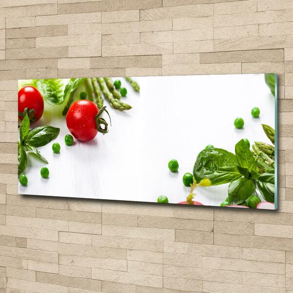 Cuadro decorativo de vidrio para salón horizontal Verduras frescas
