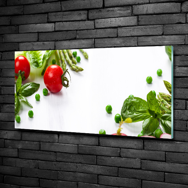 Cuadro decorativo de vidrio para salón horizontal Verduras frescas