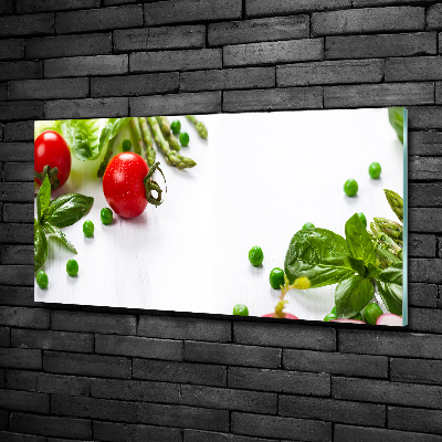 Cuadro decorativo de vidrio para salón horizontal Verduras frescas