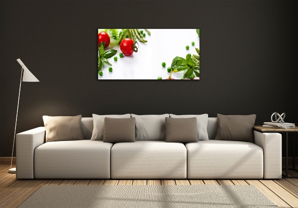 Cuadro decorativo de vidrio para salón horizontal Verduras frescas