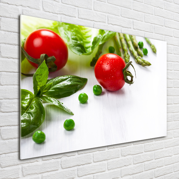 Cuadro decorativo de vidrio para salón horizontal Verduras frescas