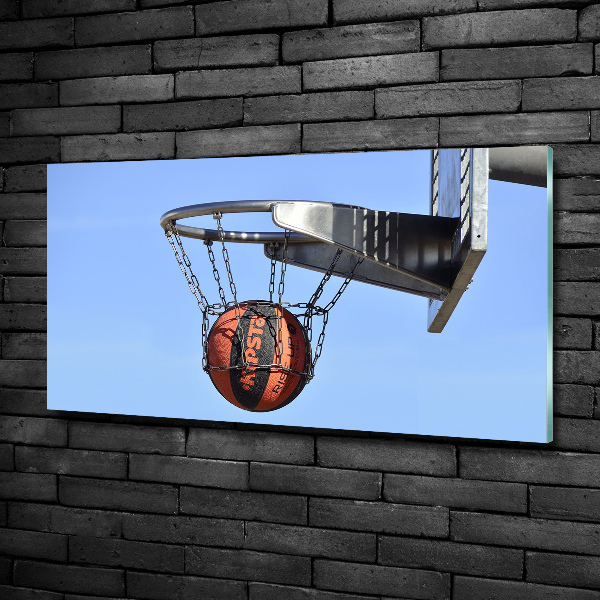 Cuadro de cristal templado moderno horizontal Baloncesto