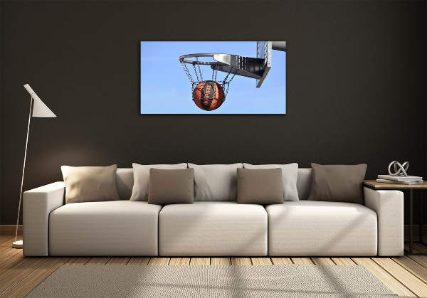 Cuadro de cristal templado moderno horizontal Baloncesto