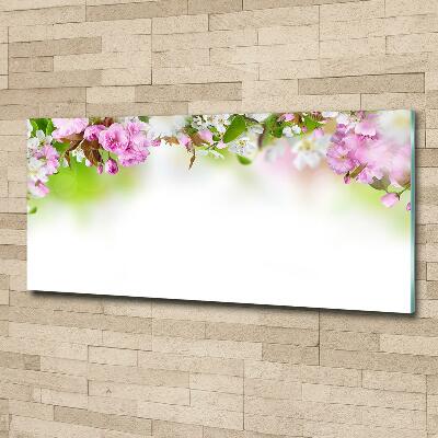 Cuadro decorativo de vidrio para salón horizontal flores de primavera