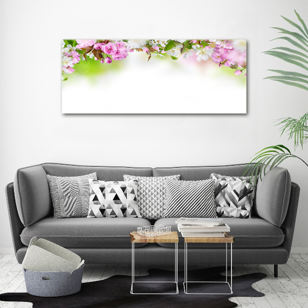 Cuadro decorativo de vidrio para salón horizontal flores de primavera