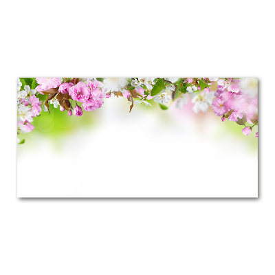 Cuadro decorativo de vidrio para salón horizontal flores de primavera