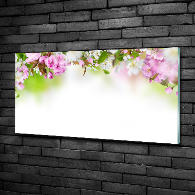 Cuadro decorativo de vidrio para salón horizontal flores de primavera