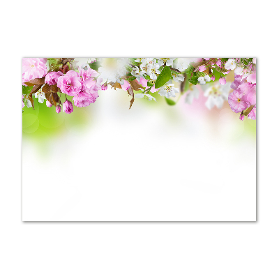 Cuadro decorativo de vidrio para salón horizontal flores de primavera