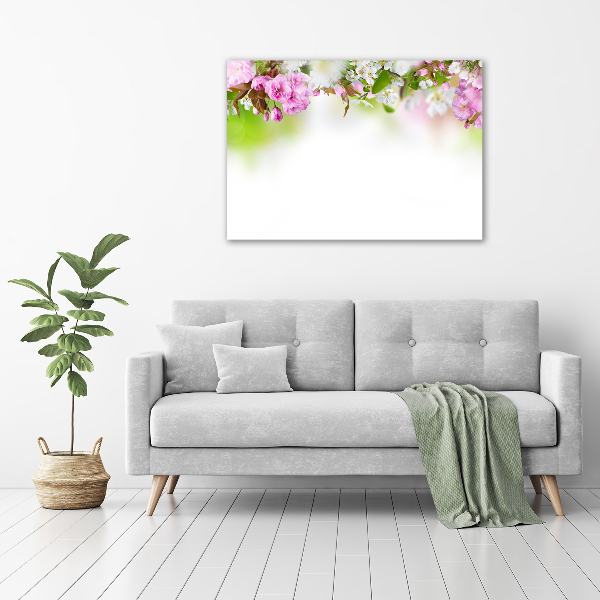 Cuadro decorativo de vidrio para salón horizontal flores de primavera