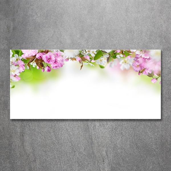 Cuadro decorativo de vidrio para salón horizontal flores de primavera