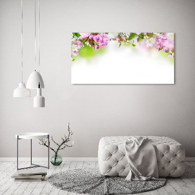 Cuadro decorativo de vidrio para salón horizontal flores de primavera