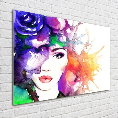 Impresión en cristal con acabado brillante horizontal Retrato de una mujer