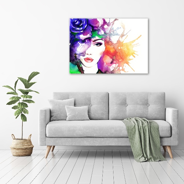 Impresión en cristal con acabado brillante horizontal Retrato de una mujer