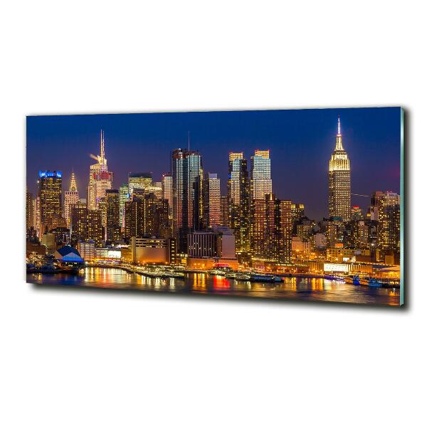 Cuadro de cristal templado moderno horizontal Manhattan de noche