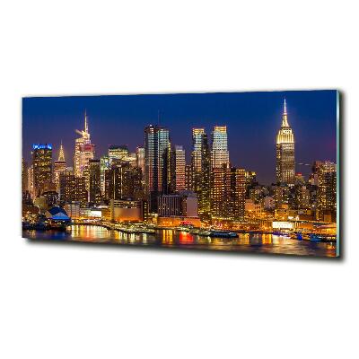 Cuadro de cristal templado moderno horizontal Manhattan de noche