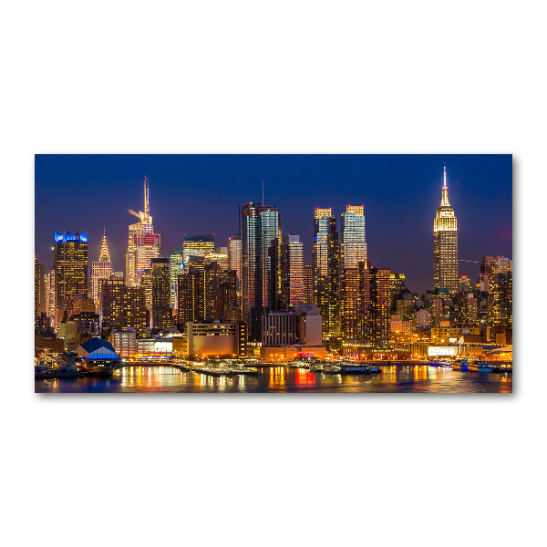 Cuadro de cristal templado moderno horizontal Manhattan de noche