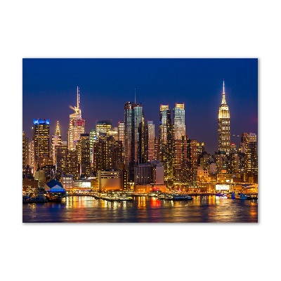 Cuadro de cristal templado moderno horizontal Manhattan de noche