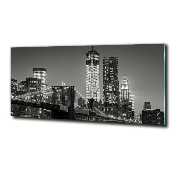 Cuadro decorativo de vidrio para salón horizontal Manhattan de noche