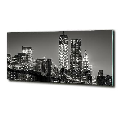 Cuadro decorativo de vidrio para salón horizontal Manhattan de noche