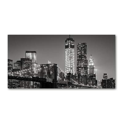 Cuadro decorativo de vidrio para salón horizontal Manhattan de noche