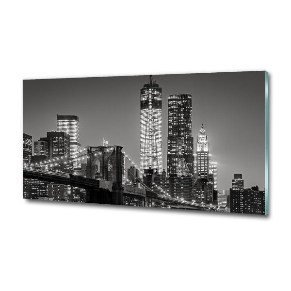 Cuadro decorativo de vidrio para salón horizontal Manhattan de noche