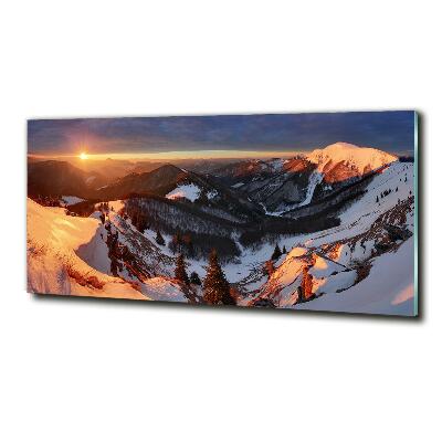 Cuadro decorativo de vidrio para salón horizontal Invierno en las montañas