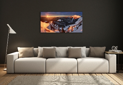 Foto obraz szkło hartowane Zima w górach